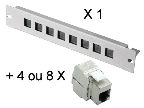 Panneau de brassage 10" avec Embases RJ45 Cat 5E UTP